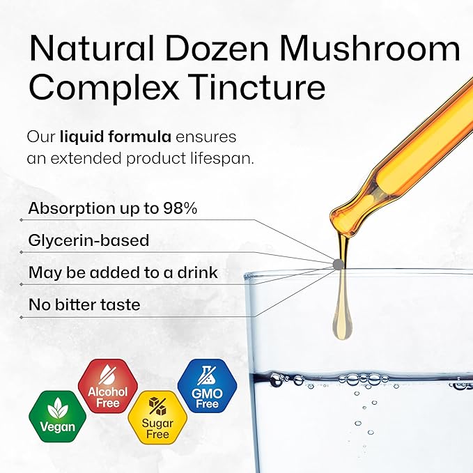 BIO KRAUTER Adrenal Support Tincture 4 Fl. Oz. &amp Dozen Mushroom Tincture 4 Fl. Oz.