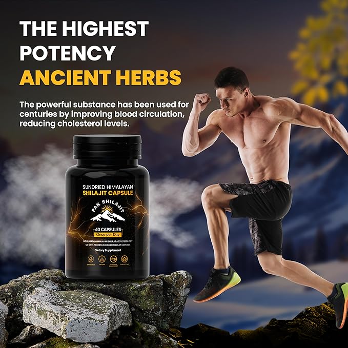 120 Days Naturally Sun-Cured Himalayan Shilajit Capsules | Gold Grade Above 18000 FT | Organic | 85+ Natural Minerals | Rich in Fulvic &amp Humic Acid | Men &amp Women | 40 Capsules