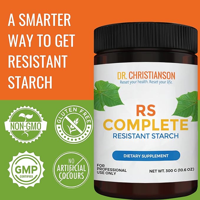 Dr. Christianson RS Complete - Resistant Starch Powder with Organic Green Banana Flour - Non-GMO + Dairy-Free Fiber Powder Supplement - The Metabolism Reset Diet (30 Servings / 300g)