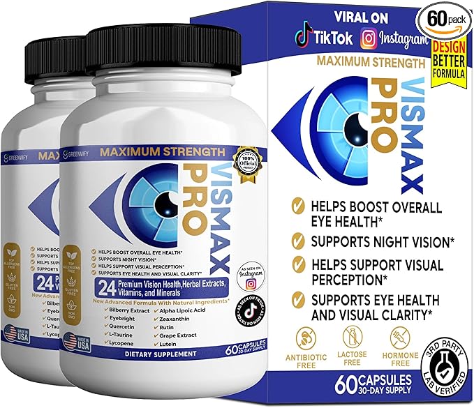 Vision Pro Max Eye Health Supplement 24 Premium Herbal Extracts Vitamins &amp Minerals 60 Capsules (2)