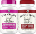 Beef Organ Supplement for Women + Bovine Blood and Beef Liver Supplement- Organic Nutrient Dense Superfood for Overall Energy Health &amp Wellness - No Fillers Freeze Dried Supplements