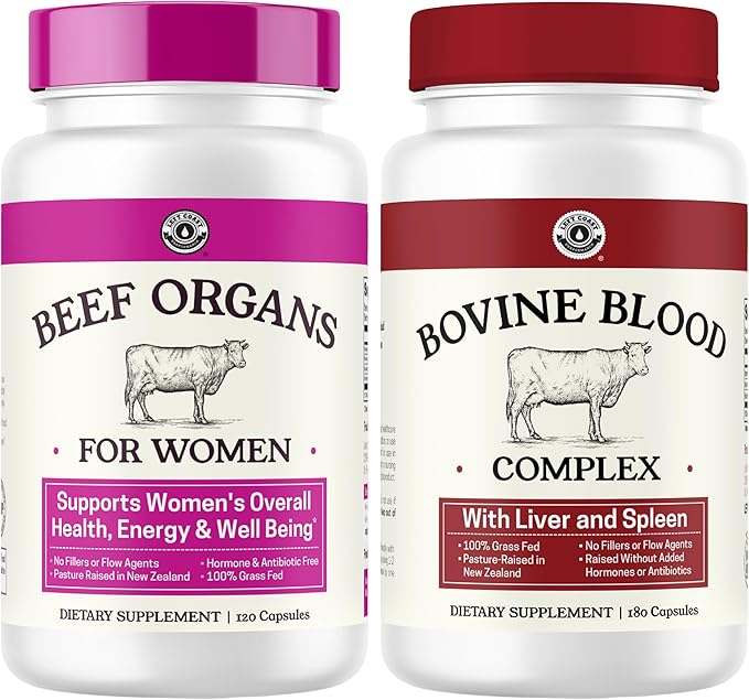 Beef Organ Supplement for Women + Bovine Blood and Beef Liver Supplement- Organic Nutrient Dense Superfood for Overall Energy Health &amp Wellness - No Fillers Freeze Dried Supplements