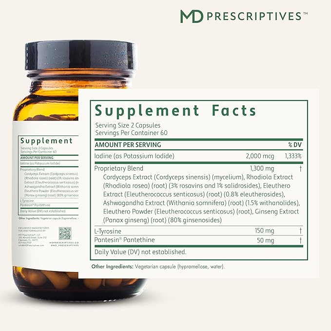 MD Prescriptives - Adrenal Forte - Adrenal Support Supplement* with Ashwagandha &amp Rhodiola - 120 Capsules