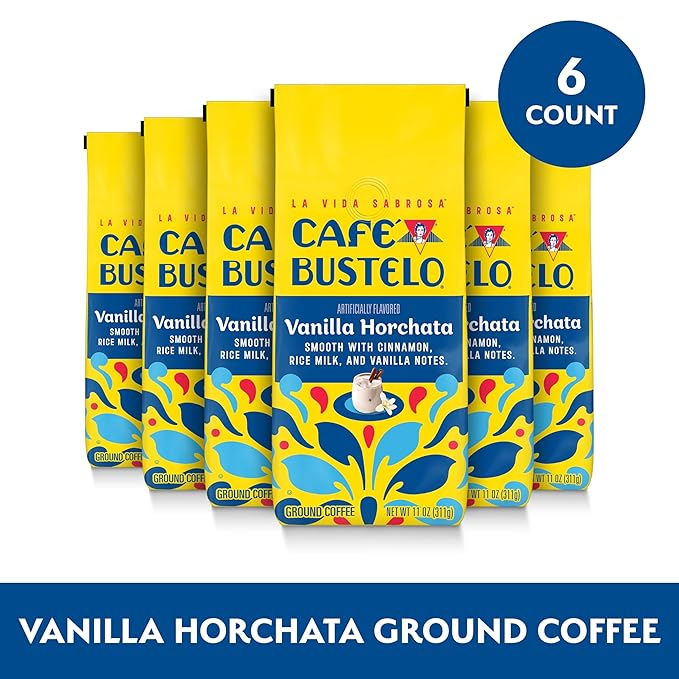 Café Bustelo Vanilla Horchata Artificially Flavored Ground Coffee 11-Oz. Bags (Pack of 6)