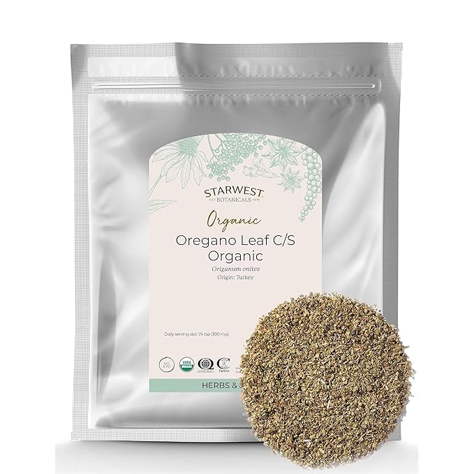 Starwest Botanicals Organic Oregano Dried Leaf - Seasoning Herb for Cooking Use for Pizza Dishes Greek Italian or Mexican Food Non-GMO - Bulk 1 lb Bag