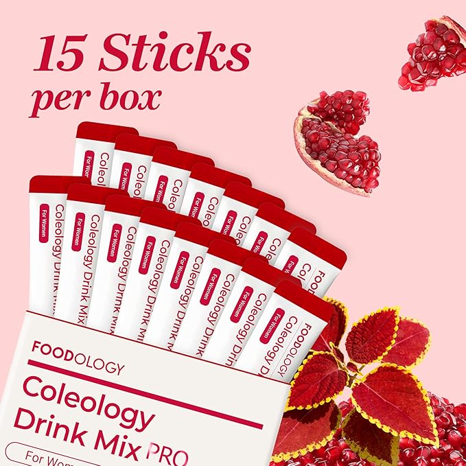 FOODOLOGY Coleology Drink Mix PRO | 3000mg Prebiotic Fiber &amp Metabolism Support | Daily Pomegranate Stick Powder for Gut Health &amp Weight Management | 15 Sticks