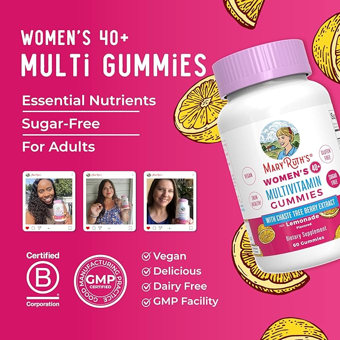MaryRuth's Multivitamin for Women 40+ | Sugar Free | Vegan Womens Vitamins | Immune Support | Daily Women's Multivitamin + Chasteberry | Hair Skin and Nail Gummy Vitamins for Women | 60 Count