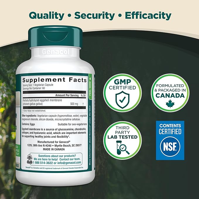 Genacol Ovoflex – Natural Eggshell Membrane Supplement Support Healthy Joints &amp Flexibility Vegetarian Solution for Joint Care Results in 7 Days Value Pack 60 Capsules (60-Day Supply)