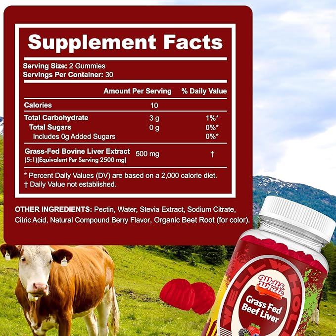 Well&ampWhole L-Lysine Gummies 1000mg and Grass Fed Beef Liver Gummies