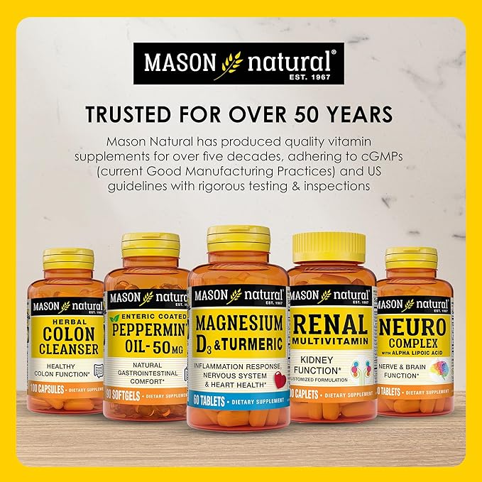 MASON NATURAL Glucosamine Chondroitin 1500/1200 3 Per Day with Vitamin C - Supports Joint Function for Normal Flexibility &amp Mobility* 180 Capsules