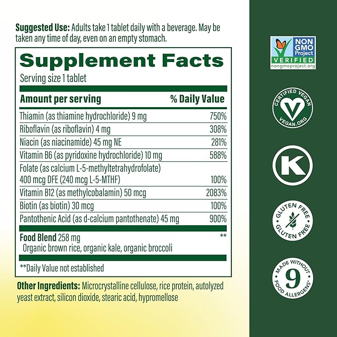 MegaFood Balanced B Complex - Vitamin B Complex for Women &amp Men - Vitamin B6 B12 Folate Biotin - Cellular Energy Metabolism &amp Nervous System Health Vegan Gluten Free 90 Tablets