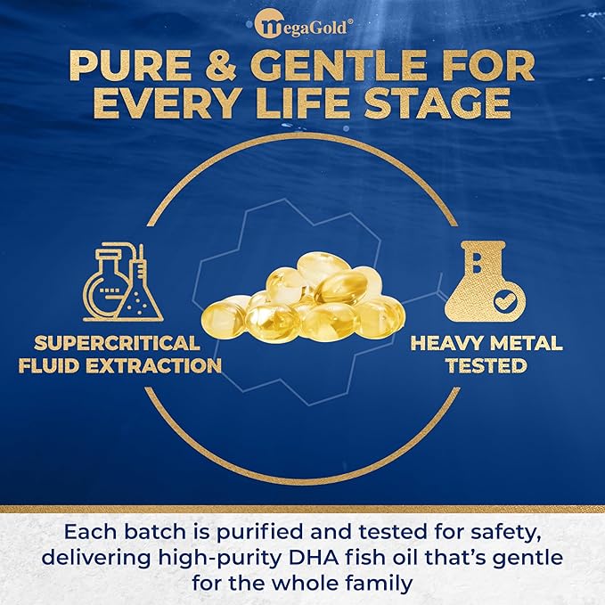 DHA 1000 Fish Oil Omega 3 Supplement - High DHA &amp 1000mg of Omega-3 Fatty Acids Burpless Fish Oil Capsules for Men and Women Supports Brain and Eye Health* - 60 Count Mini Softgels