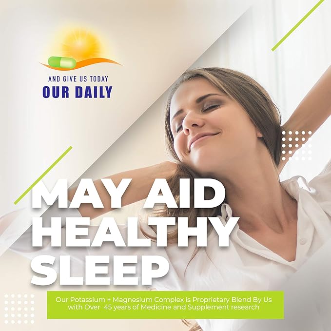 Our Daily Vites Potassium Magnesium Supplement 500mg - Powerful Magnesium Potassium Supplement with 5 Forms of Magnesium for Muscle Recovery Leg Cramps Gluten-Free Non-GMO - 90 Caps