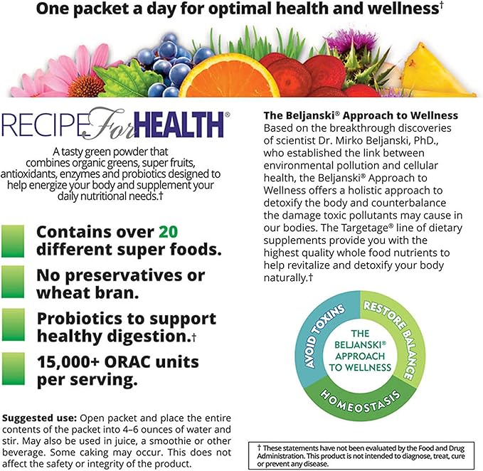 Targetage® by Maison Beljanski® - Recipe for Health® Vegan Supplement - Superfood Detox Immune Support - 5.46 Oz