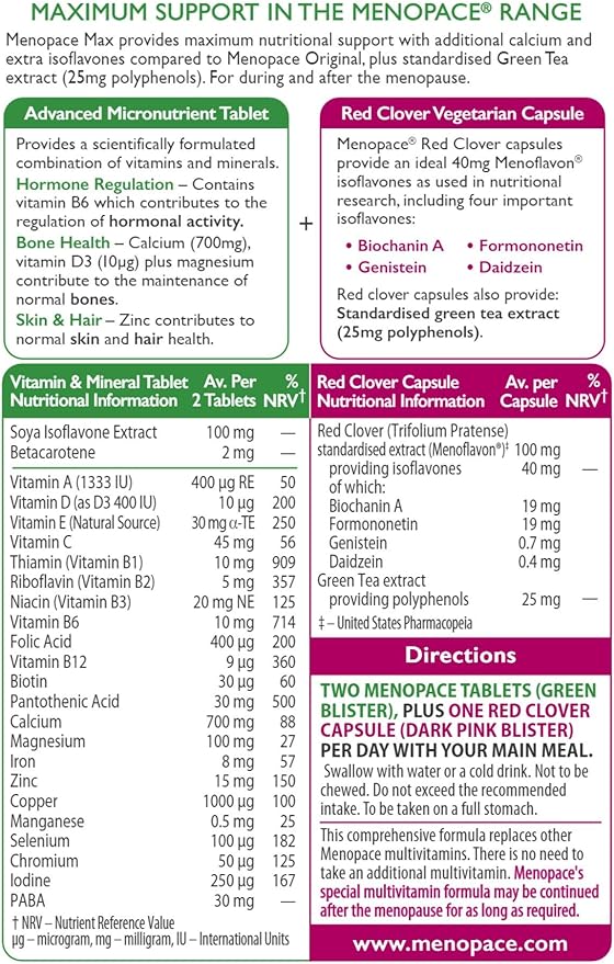 Menopace by Vitabiotics Max Capsules &amp Tablets x 84
