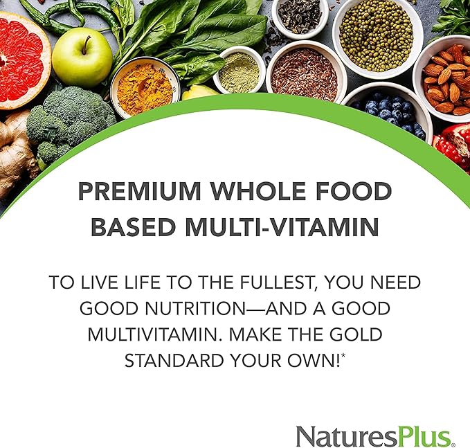 NaturesPlus Source of Life GOLD Multivitamin - 180 Mini-Tabs - With Vitamins D3 B12 &amp K2 - Blood Bone &amp Immune Support - Vegetarian &amp Gluten Free - 30 Servings