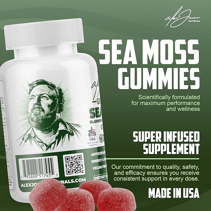 Ultimate Irish Sea Moss Gummies with Bladderwrack &amp Burdock Root – Sea Moss Bladderwrack Burdock Root – Caramel Apple Flavor – Plant-Based Mineral Blend – Vegan Non-GMO – 60 Gummies
