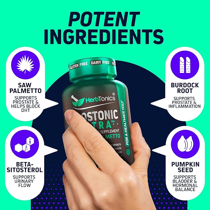 Dual Prostate &amp Hair Support for Men – Saw Palmetto Beta-Sitosterol Pumpkin Seed – Promotes Urinary Health &amp Natural DHT Blocking – 120 Capsules