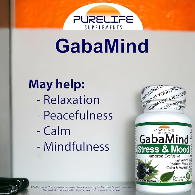 purelife GabaMind – [Amazon Exclusive] Original Formula. GMO Free and Vegetarian (90 Capsules)
