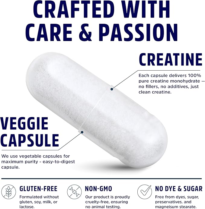Creatine Monohydrate Capsules 5G | 60 Servings | Vegan | 4 Caps per Serving | Micronized Creatine Pills 5000mg | 240 Capsules | Creatine Pills For Men &amp Women | 2 Months Supply | Made Without Fill