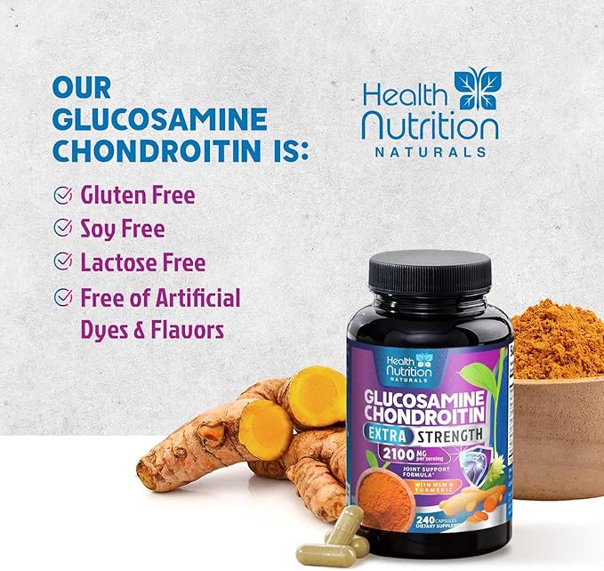 Glucosamine Chondroitin MSM Complex - 3X Strength Joint Support Supplement with Glucosamine Sulfate Turmeric Boswellia - For Cartilage Mobility &amp Flexibility - Bottled in USA - 240 Capsules