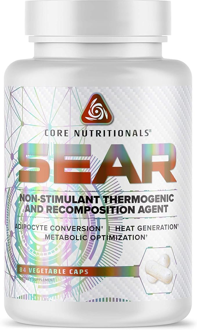 Core Nutritionals Sear Thermogenic &amp Recomposition Agent | Non Stim Fat Burner | Weight Management Support | with Paradoxine Grains of Paradise | 84 Vegetable Capsules