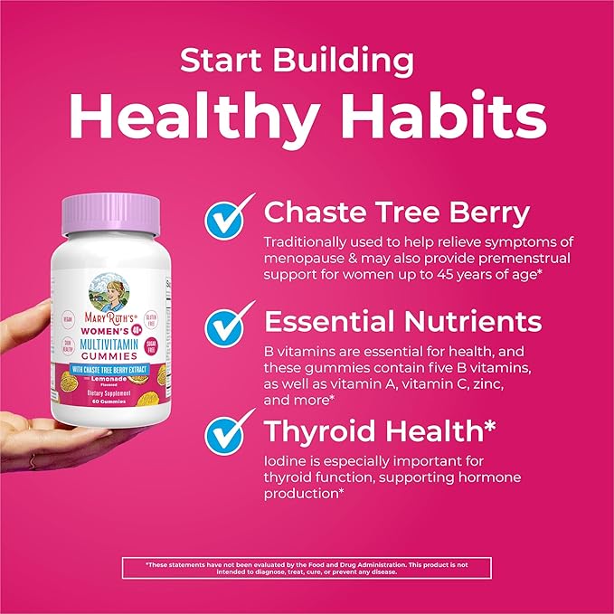 MaryRuth's Multivitamin for Women 40+ | Sugar Free | Vegan Womens Vitamins | Immune Support | Daily Women's Multivitamin + Chasteberry | Hair Skin and Nail Gummy Vitamins for Women | 60 Count