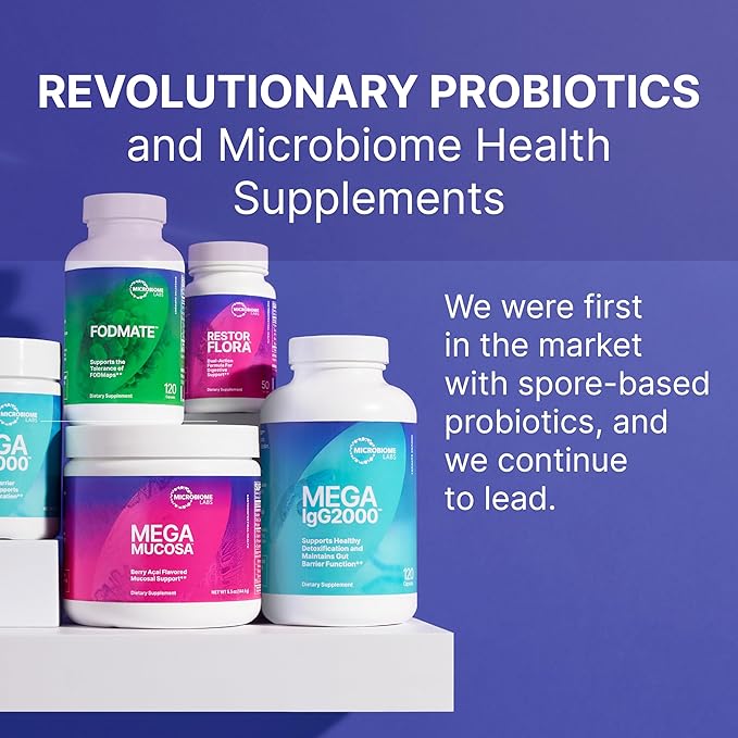 Microbiome Labs HU58 Bacillus Subtilis Probiotics for Women and Men - High Potency Spore Probiotic for Digestive Health &amp Immune Support - Daily Capsules with 10 Billion CFU (60 Capsules)