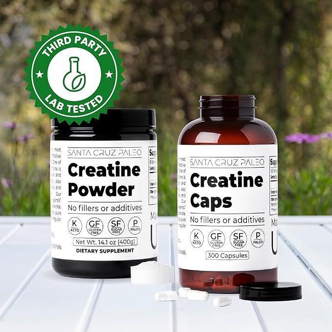 Santa Cruz Paleo Creatine Capsules Supports Muscle Growth &amp Energy Gluten Free Keto Sugar Free Paleo No Fillers or Additives Creatine Monohydrate Pills 2500mg 100 Servings 300 Capsules