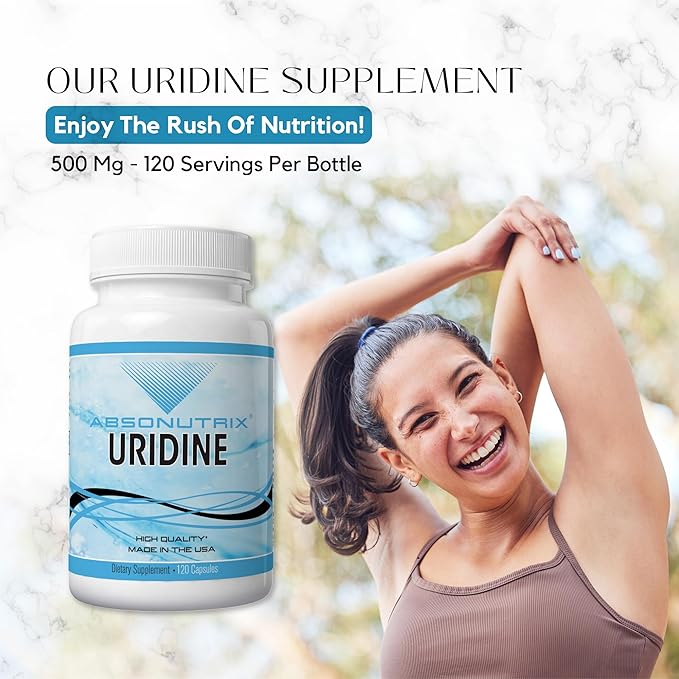 Absonutrix Uridine Monophosphate (Choline Enhancer) 500mg per Capsule - 120 Vegetable Capsules Memory Made in USA