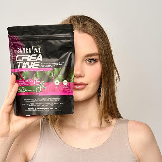 ARUM Creatine with Beetroot &amp Electrolytes – Micronized Creatine Monohydrate Powder 5g + Beet Extract 4g – Muscle Strength Endurance Hydration &amp Recovery – Vegan Sugar-Free 30 Servings