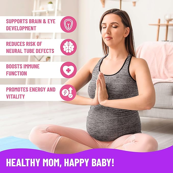 Mama's Select Prenatal Vitamins with Vegan DHA – Fish-Free No Fish Burps Allergen-Free MTHFR Support Methylated Folate &amp B Vitamins Digestive-Friendly No Biotin