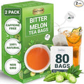 LeafLea 80 Bitter Melon Tea Bags Premium Dried Momordica Charantia (Melon Amargo Gohyah) Herbal Fruit Tea | Supports Wellness and Digestion | Caffeine-Free Sugar-Free Vegan Pack of 2