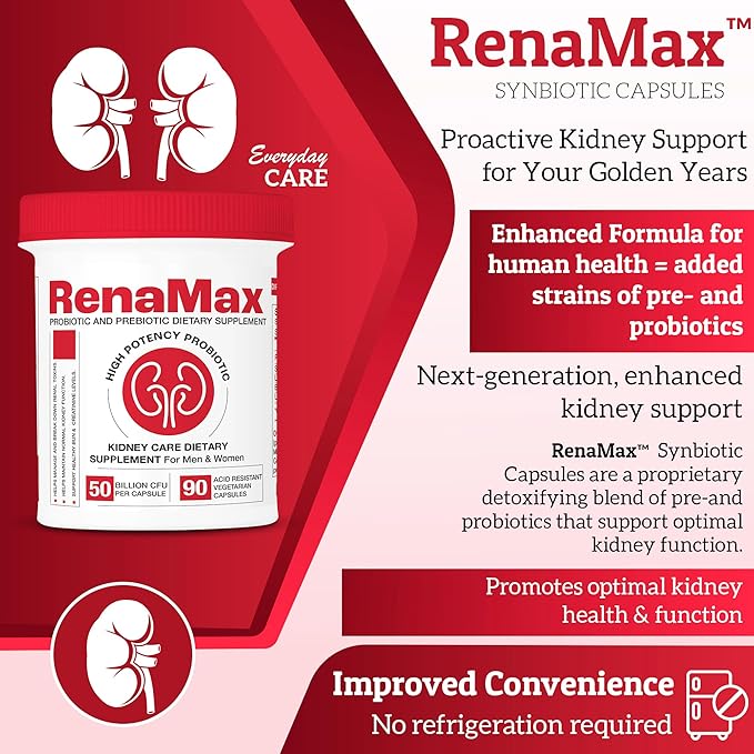 Capsule Kidney Restores &amp Kidney Care Supplement - Probiotic &amp Prebiotic Supplement to Support Normal Kidney Function - 50 Billion CFU per Capsule - Made in U.S.A (90 Caps (1 Pack))
