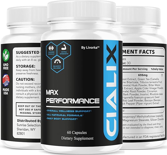 Cialix Pills for Men Official Cialix Premium Advanced Formula Supplement Capsules - Maximum Strength Natural Cialix Vitamin Support for Overall Health &amp Wellness 60 Capsules for 1 Month