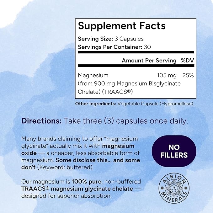 Magnesium Glycinate Small Capsules – Easy-to-Swallow Small Pills | TRAACS® Chelated Magnesium Bisglycinate | High Absorption for Sleep Muscle &amp Heart Support – 90 Mini Caps