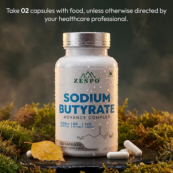 Sodium Butyrate 1000 mg (1350 mg Advanced Complex) – Micro-Encapsulated Butyrate with Tributyrin Calcium BHB &amp Baobab 120 Vegan Capsules (60 Servings)