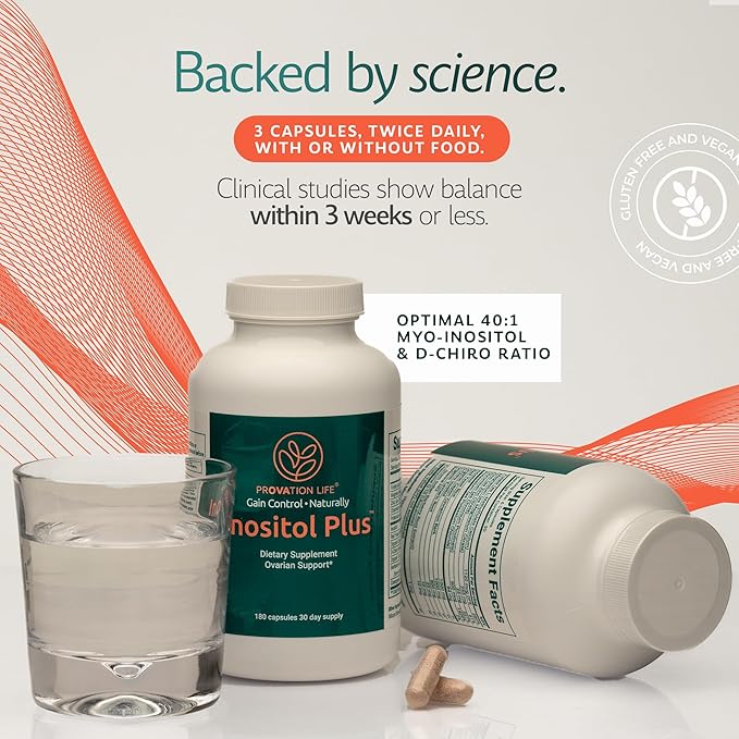 Supplement for Women | Hormone Balance &amp Ovarian Support | 40:1 Myo-Inositol &amp D-Chiro Blend with 12 Ingredients | Developed by Medical Doctor | 180 Capsules