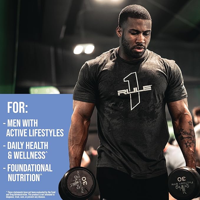Rule 1 Proteins Men's Daily Multi Vitamins Essential Minerals Superfoods Digestive Enzymes Amino Acids and Antioxidants for Active Lifestyles and Wellness Support (180 Tablets 60 Day Supply)