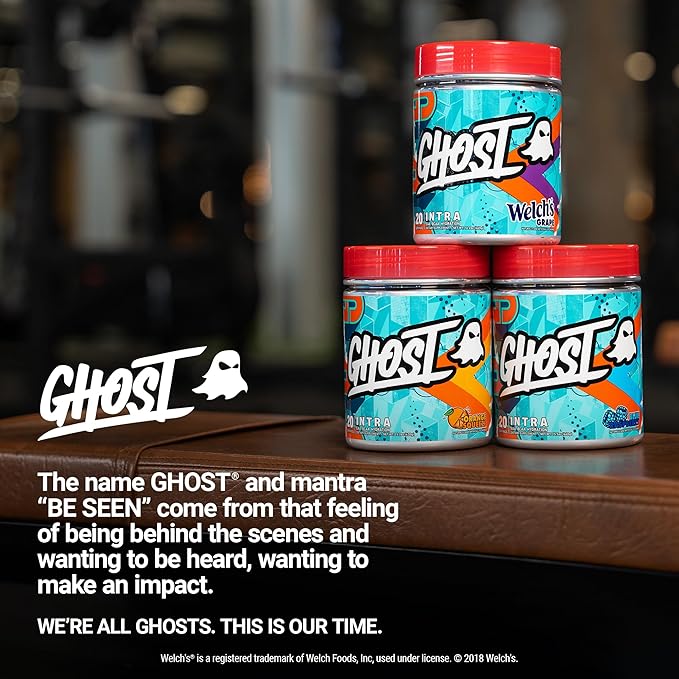 GHOST Intra Workout Powder Welch's Grape - BCAAs &amp EAAs Nootropics &amp Hydration - Essential &amp Branch Chain Amino Acids Supports Muscle Recovery &amp Focus - Pre Intra &amp Post Workou