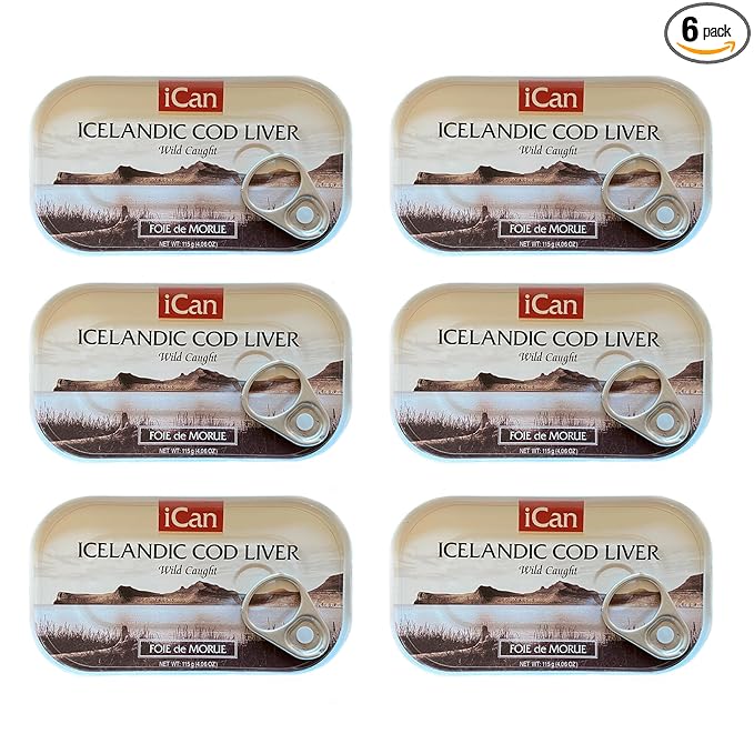 ICan Icelandic Cod Liver in Own Oil Flavor:Natural Size:Pack of 6