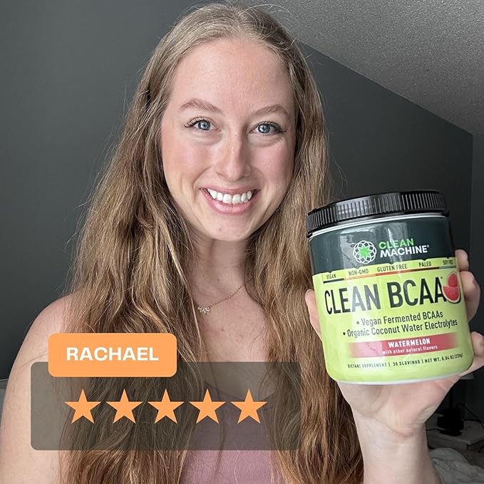 Clean BCAA - 2:1:1 Food Sourced BCAAs Powder &amp Coconut Water Electrolytes Recovery &amp Amino Energy Supplement - Award Winning Vegan Amino Acid Supplement - 30 Servings - Watermelon