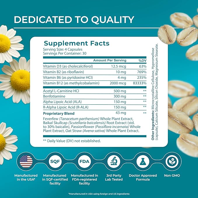 PUREHEALTH RESEARCH Nerve Regen Formula - Nerve Support Supplement for Feet &amp Hands - with Alpha Lipoic Acid ALA Benfotiamine Acetyl L-Carnitine Vitamin B2 B6 B12 D3 &amp More - 3 Bottles