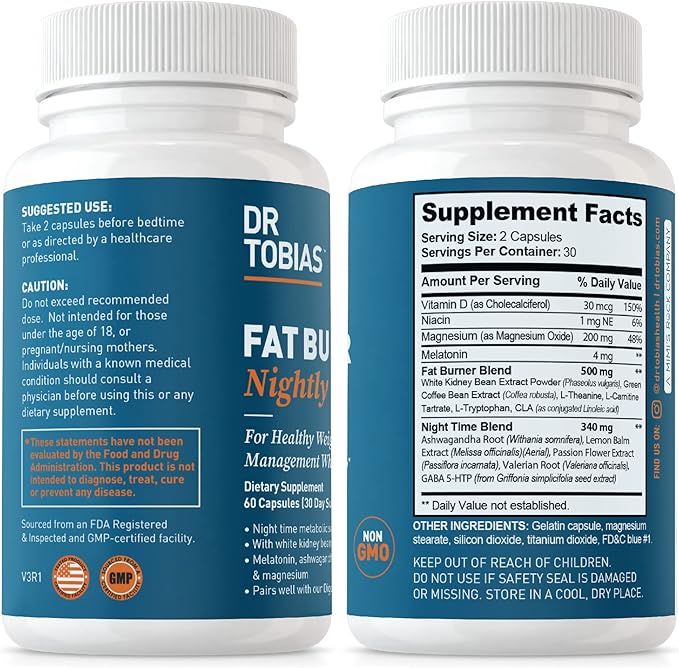 Dr. Tobias Fat Burner Nightly &amp Colon Everyday Health Peach Mango – Nighttime Metabolism Support &amp Daily Psyllium Fiber Drink for Digestive Health