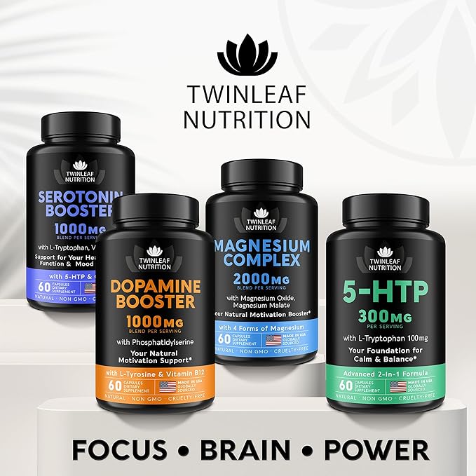 Natural Serotonin Supplement - Made in USA Manganese Serotonin &amp Cortisol Manager - Serotonin Booster Vitamin Supplement for Women with 5-HTP Vitamin B6 B12 GABA L Theanine L Tryptophan - 60 Capsu