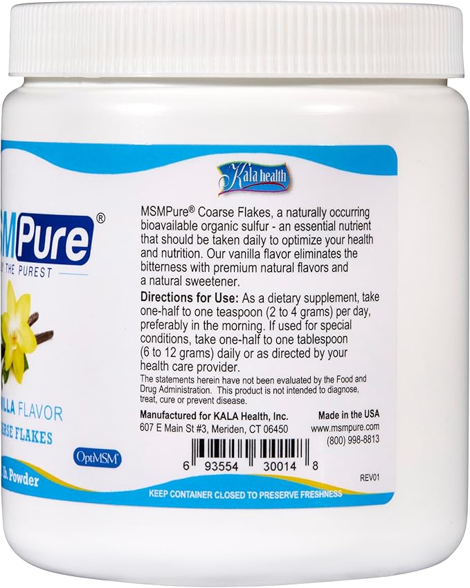 KALA HEALTH MSMPure Vanilla Flavored MSM Coarse Flakes 1lb and MSM Gel with Organic Aloe 8oz Bundle