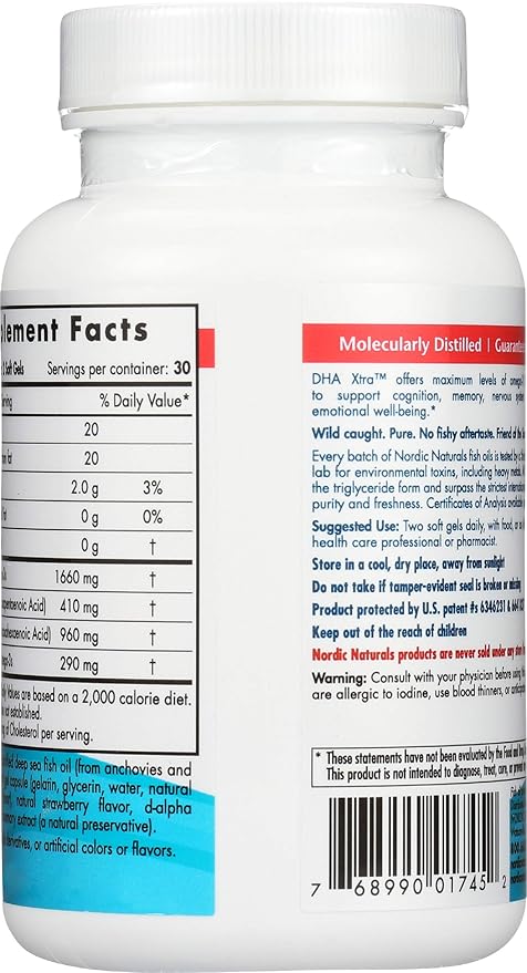 NORDIC NATURALS Strawberry DHA Xtra 1660 MG 60 SG 60 CT