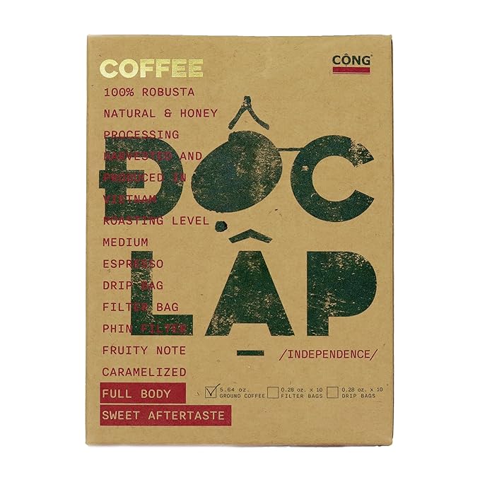 CONG CAPHE - ĐỘC LẬP - INDEPENDENCE” Ground Coffee Vietnamese Coffee Robusta Coffee Medium Roasted (Ground)