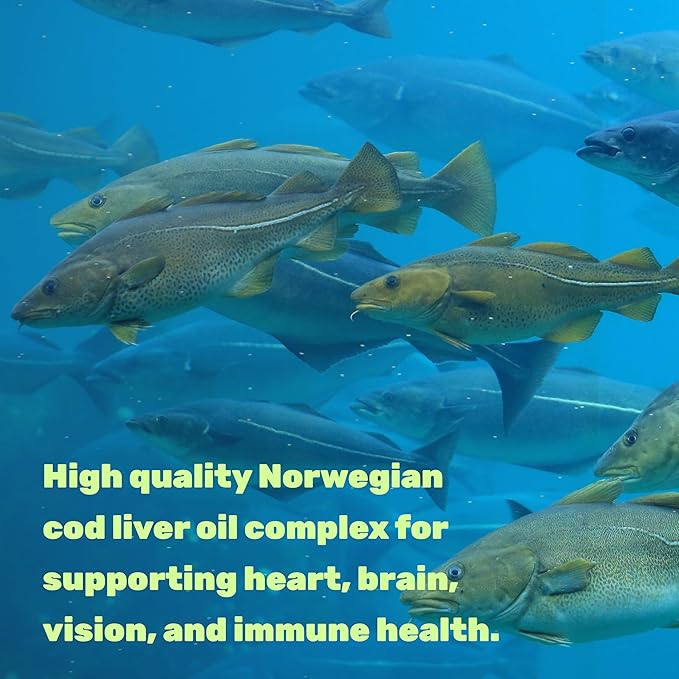 Wild Caught Cod Liver Oil 2000mg Per Serving 240 Softgels – Extra Strength EPA DHA Omega 3 with Vitamin D &amp A – Burpless Lemon Flavored – Vision Heart Brain &amp Immune Support