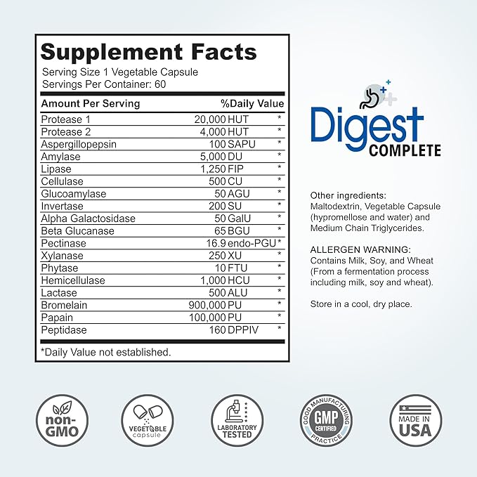 Digest Complete 2-in-1 Probiotic Digestive Enzymes 60 Capsules